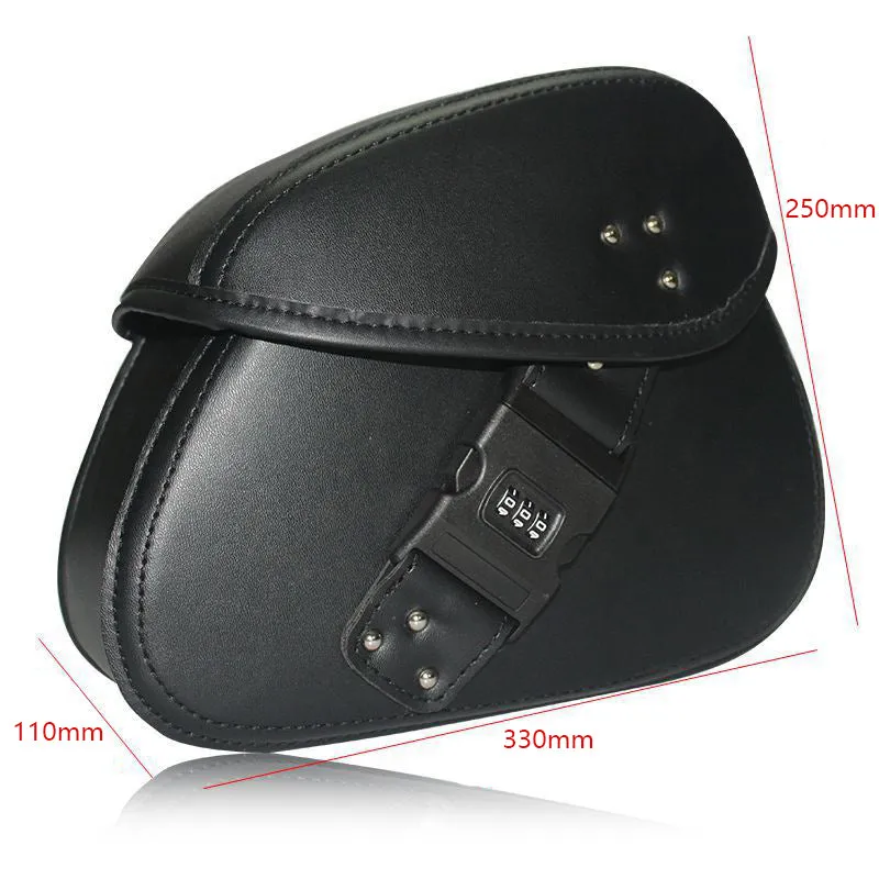 1 Pair Motorcycle Saddlebag PU Leather Side Bags