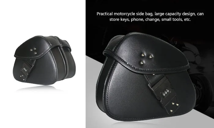 1 Pair Motorcycle Saddlebag PU Leather Side Bags