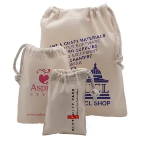 500x750mm Printed Cotton Drawstring Bags