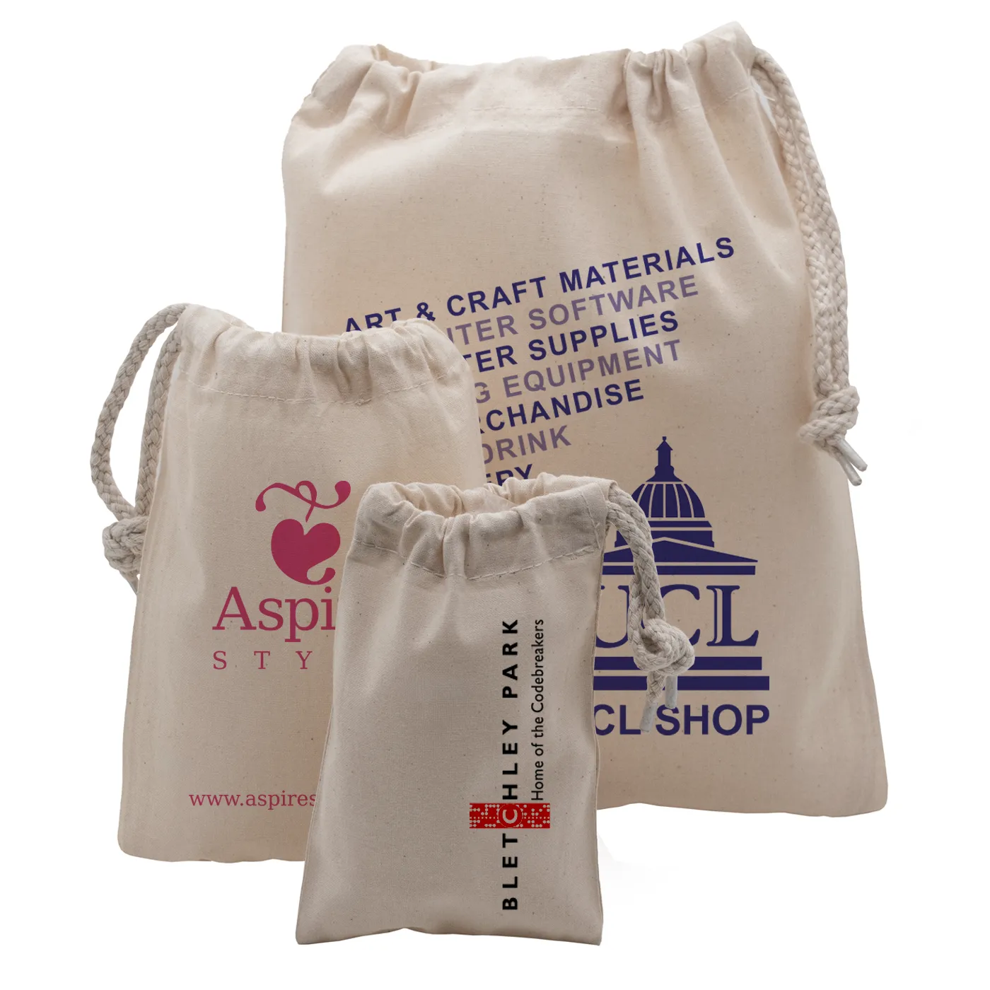 500x750mm Printed Cotton Drawstring Bags