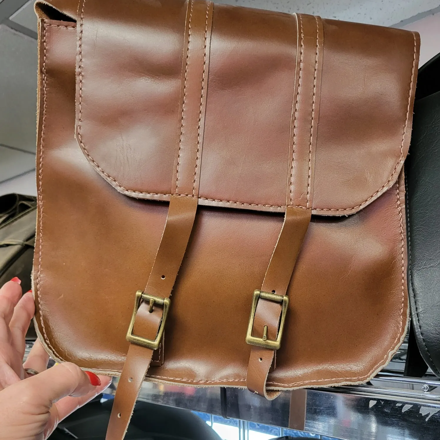 AK Made Leather Saddle Bags-Brown