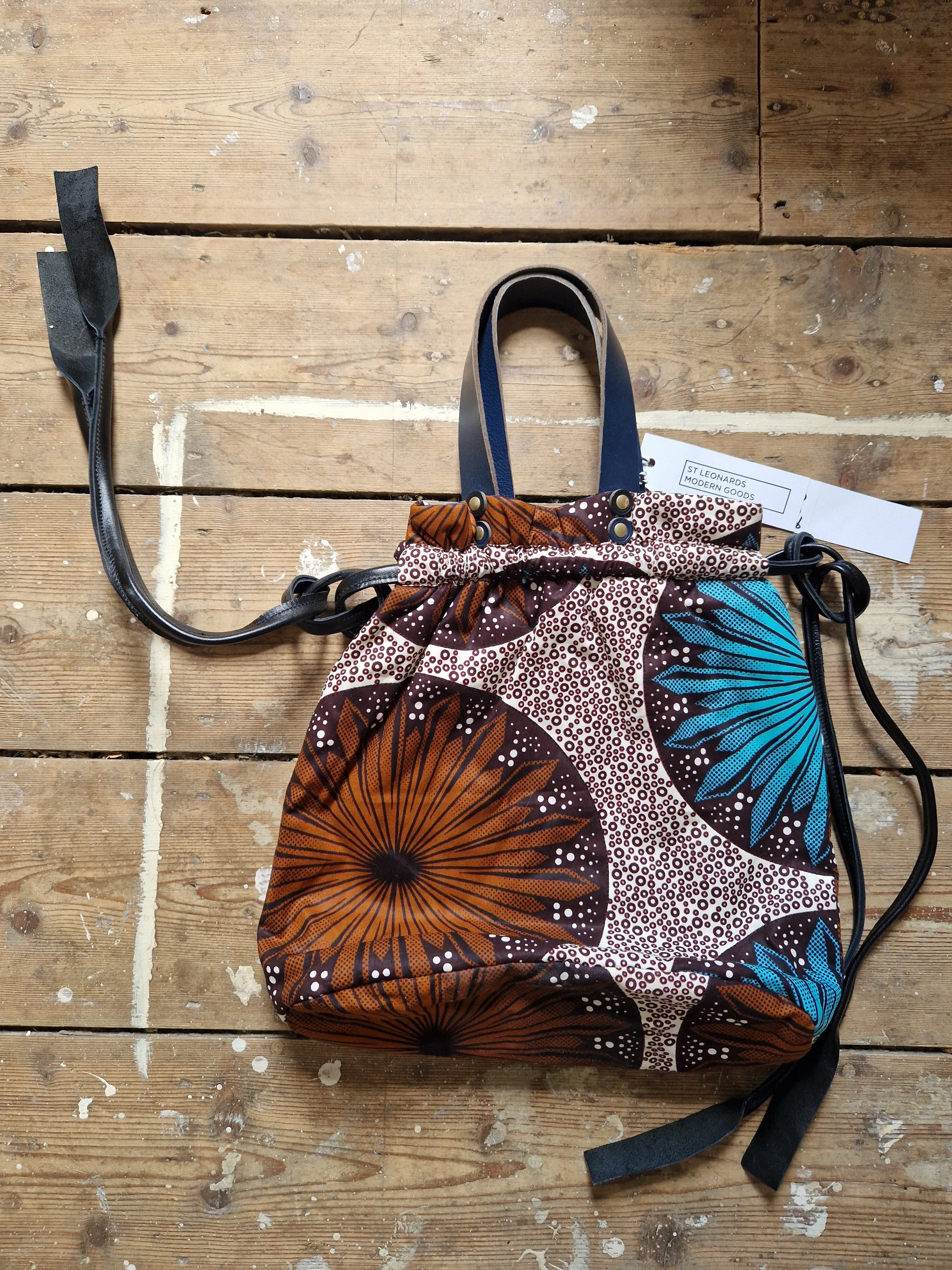 Archive African batik drawstring carry bag