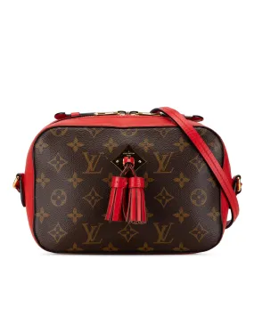 Authentic Louis Vuitton Petite Malle Monogram Canvas Red Leather Messenger Bag