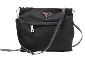 Authentic Prada Black Nylon Messenger Bag