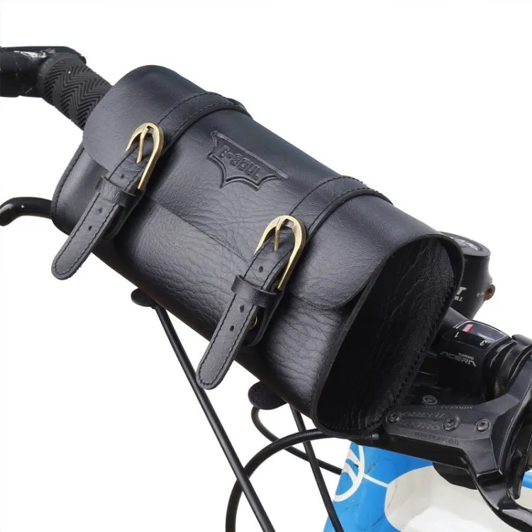 B-SOUL Bicycle Electric Scooter Riding Retro Front Head Bag(Black)