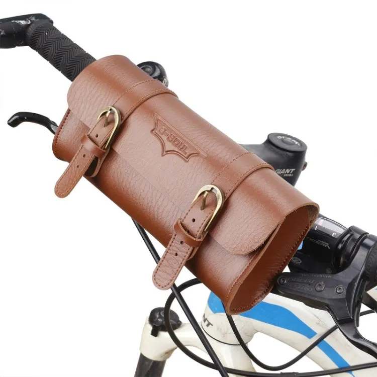 B-SOUL Bicycle Electric Scooter Riding Retro Front Head Bag(Brown)