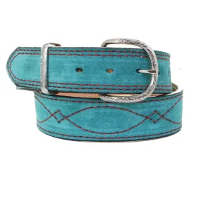 B1198B - Turquoise Suede Belt