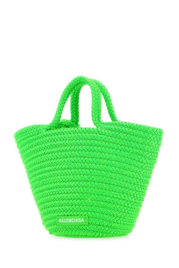 Balenciaga Women Fluo Green Rope Small Ibiza Handbag