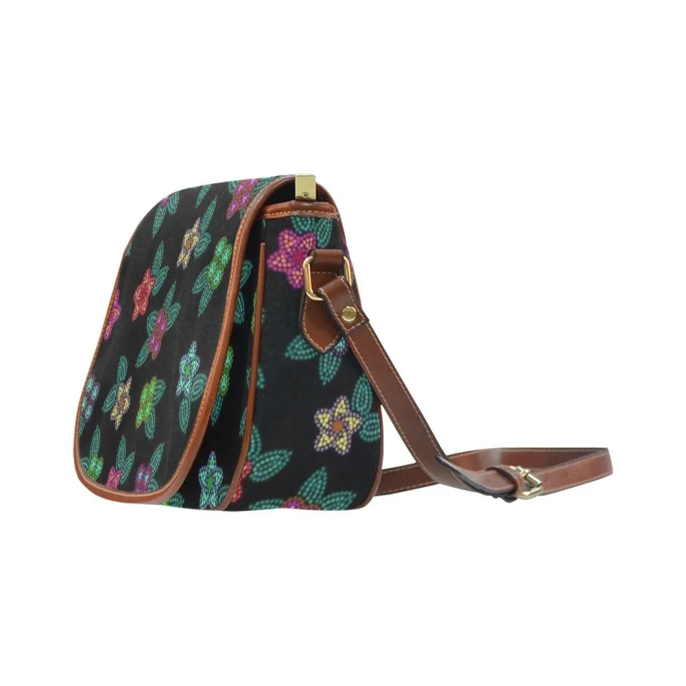 Berry Flowers Black Saddle Bag/Small