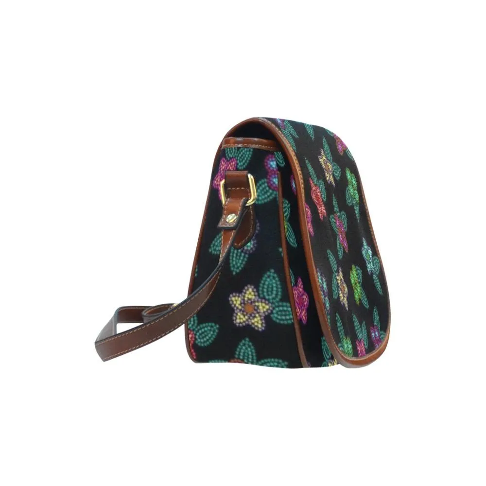 Berry Flowers Black Saddle Bag/Small