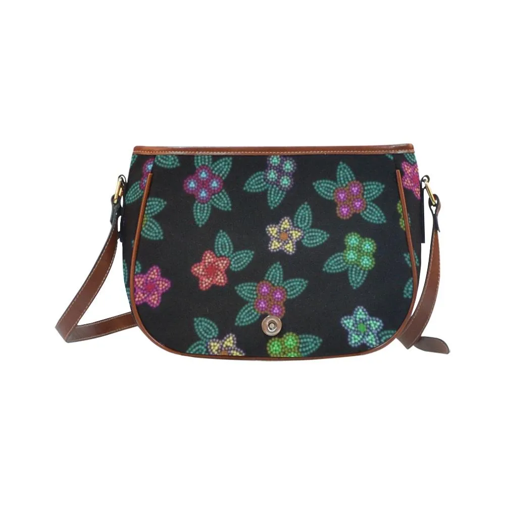 Berry Flowers Black Saddle Bag/Small