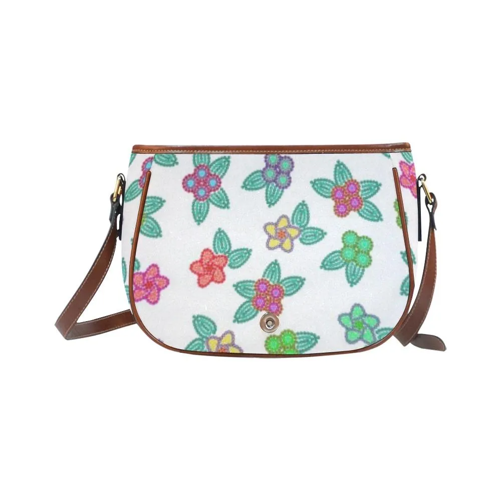 Berry Flowers White Saddle Bag/Small