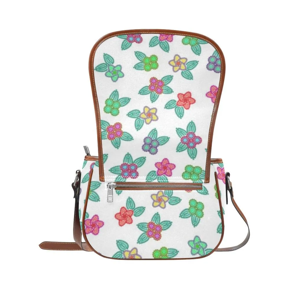 Berry Flowers White Saddle Bag/Small