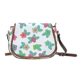 Berry Flowers White Saddle Bag/Small