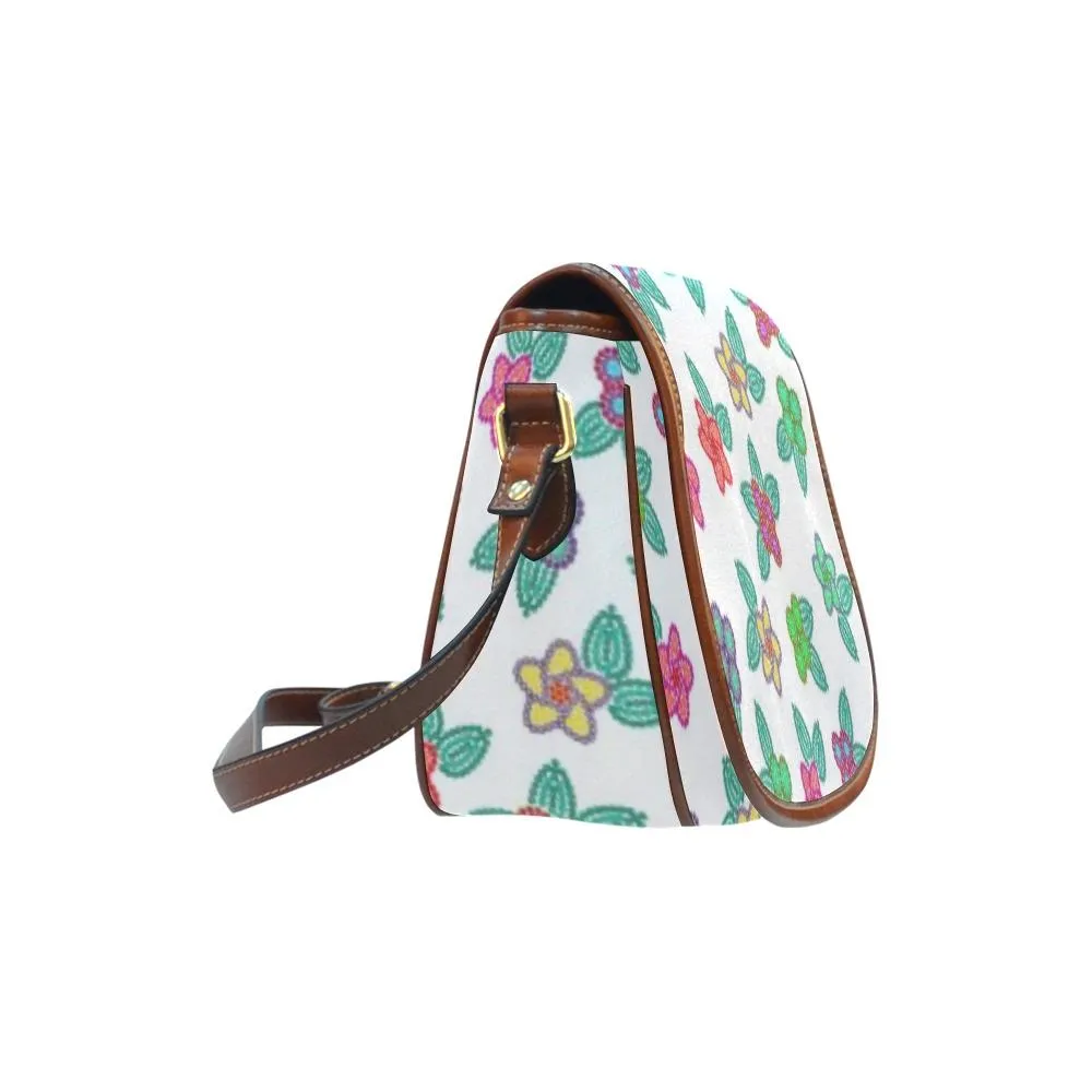 Berry Flowers White Saddle Bag/Small