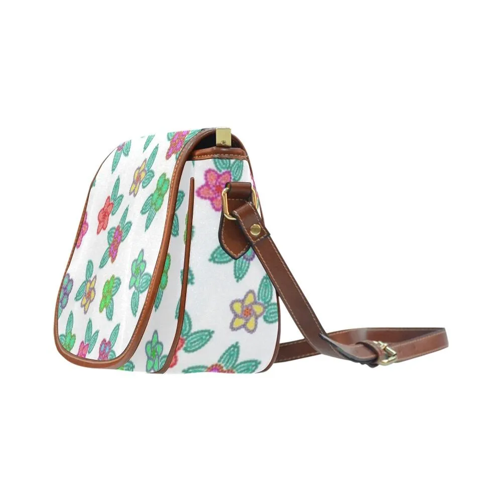 Berry Flowers White Saddle Bag/Small