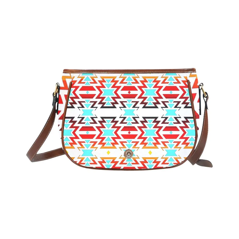 Big Pattern Fire Colors and Sky white final Saddle Bag/Small