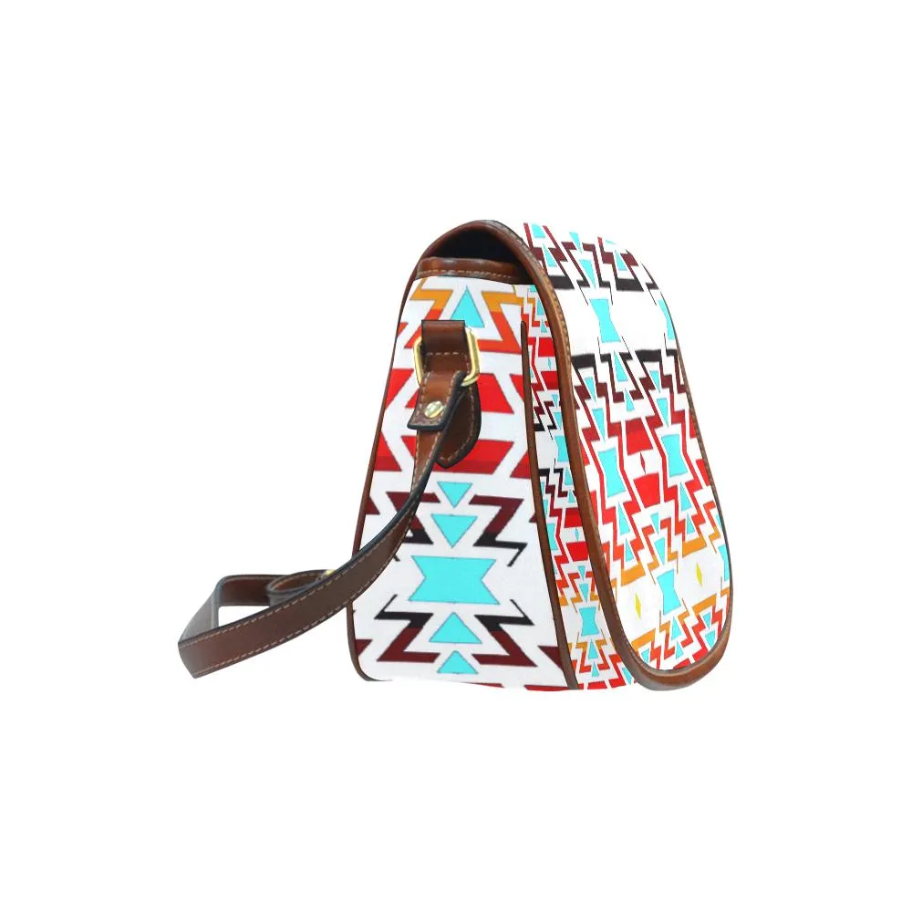 Big Pattern Fire Colors and Sky white final Saddle Bag/Small