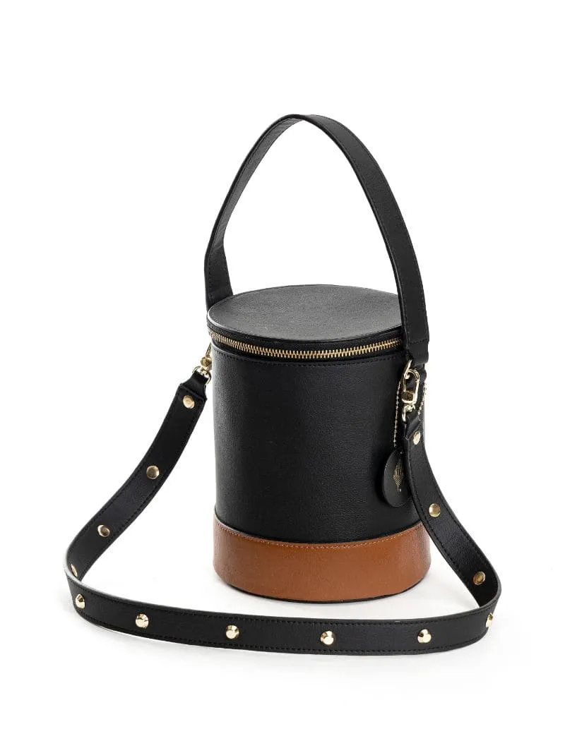 Black Solid Bucket Bag