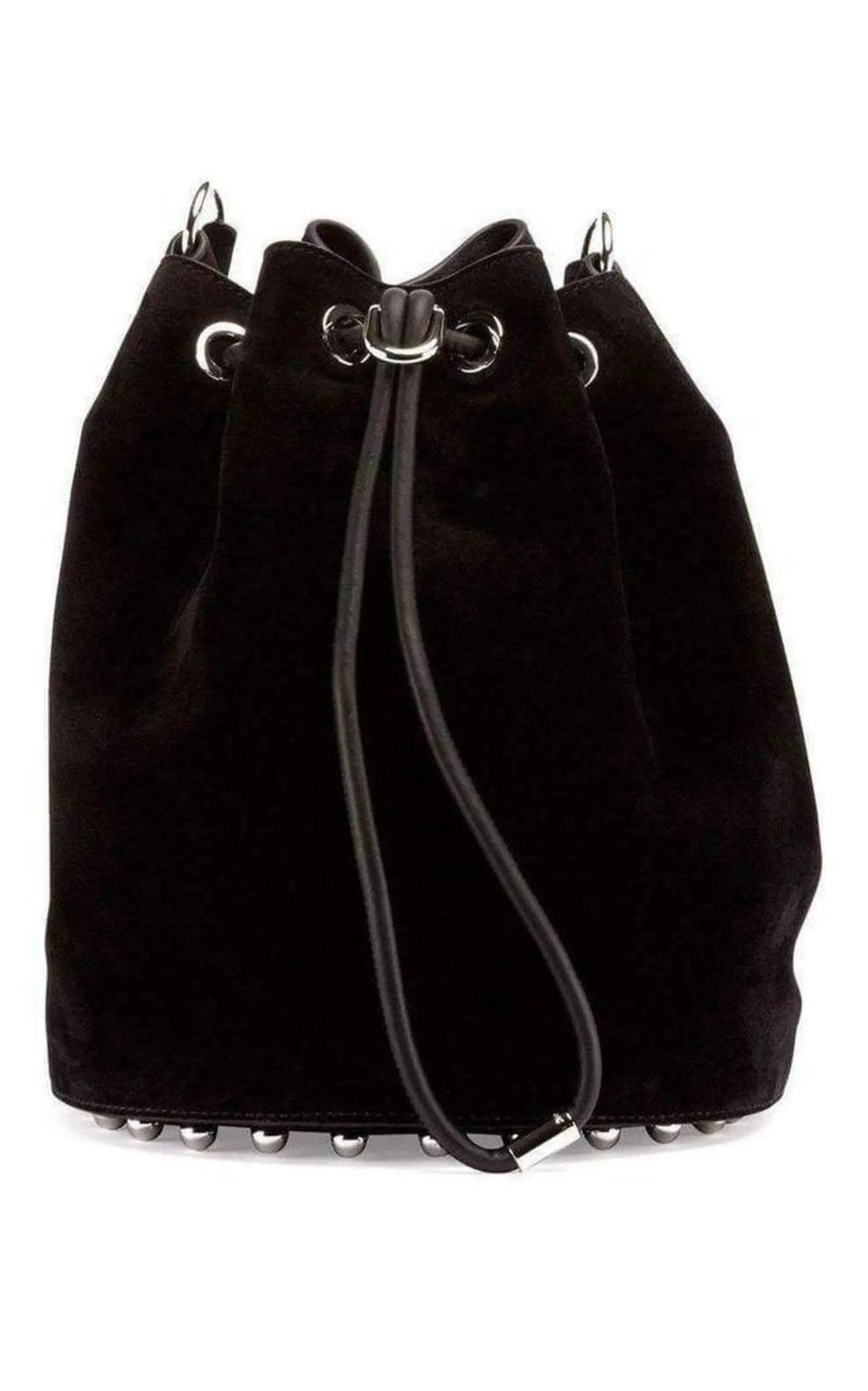 Black Suede Alpha Bucket Bag