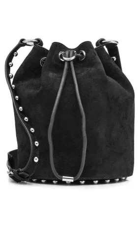 Black Suede Alpha Bucket Bag