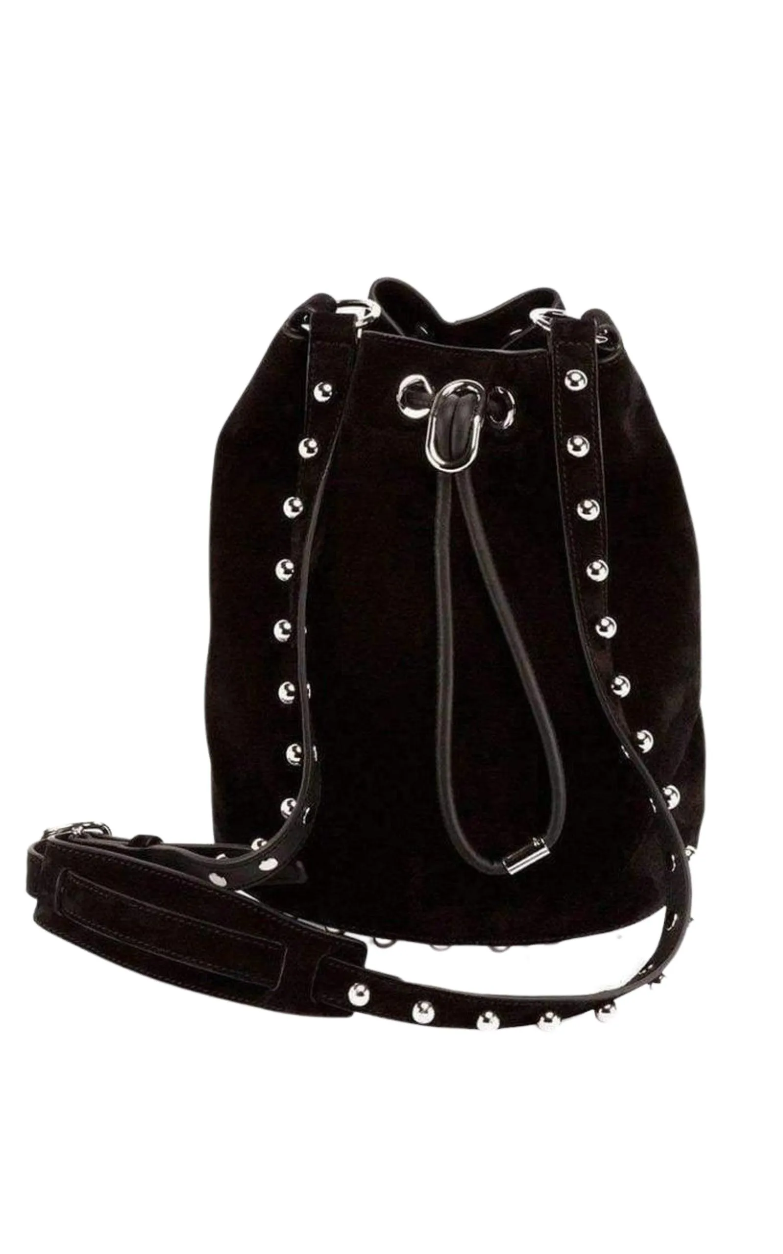 Black Suede Alpha Bucket Bag