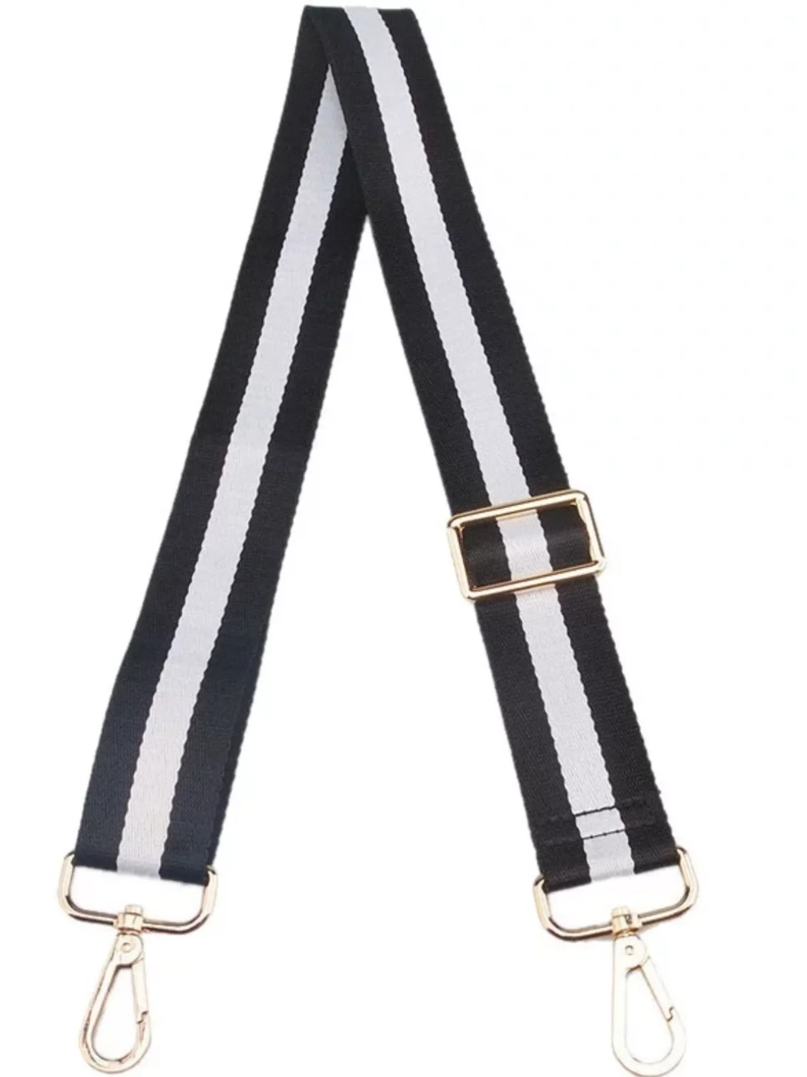 Black/White Stripe Adjustable Bag Strap