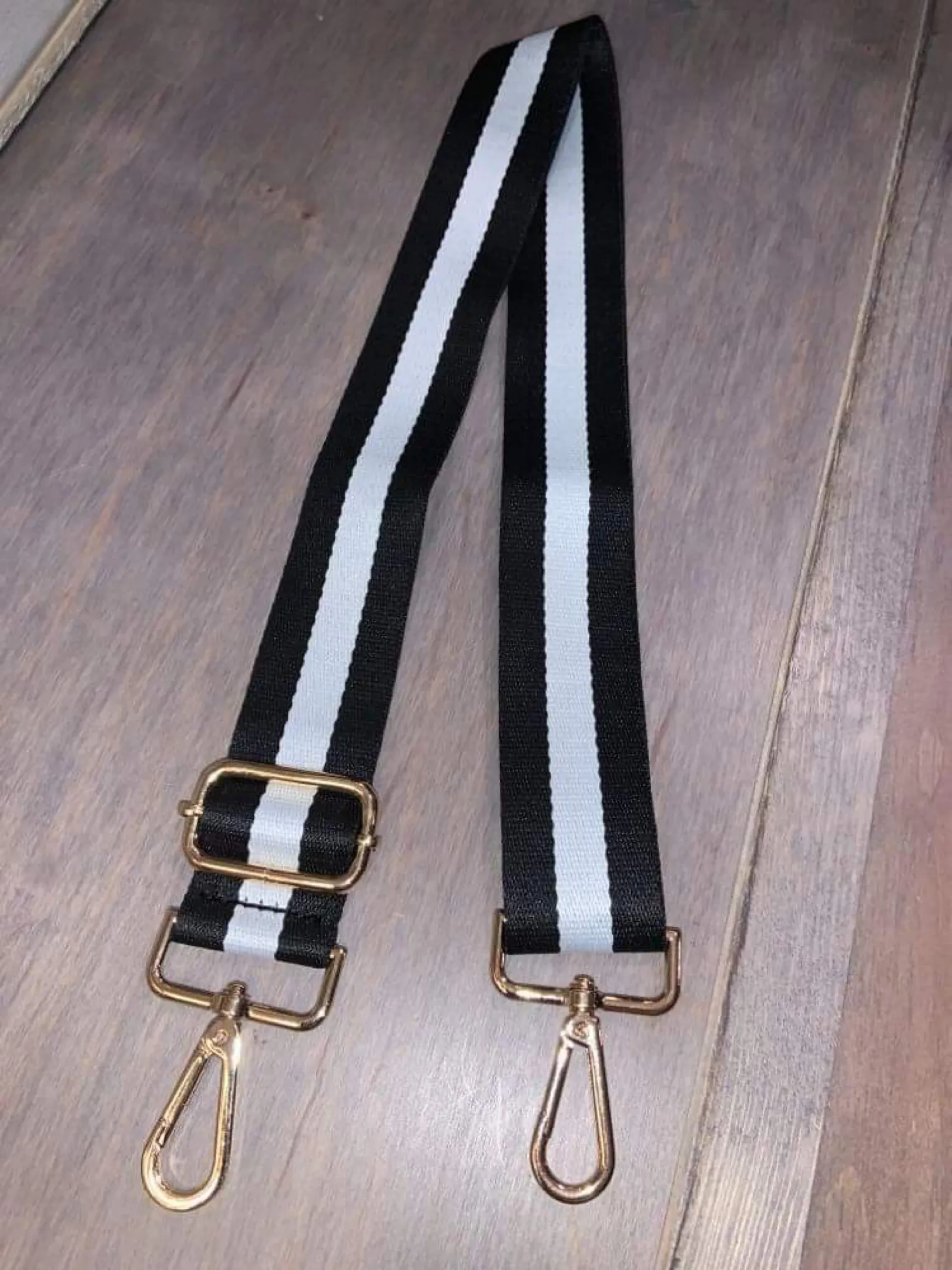 Black/White Stripe Adjustable Bag Strap