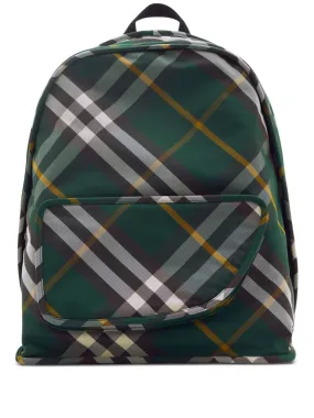 Burberry Men Check Motif Nylon Backpack