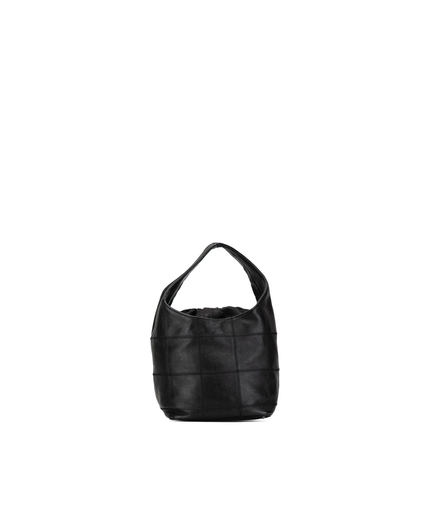 Calfskin Leather Bucket Bag with Drawstring Closure