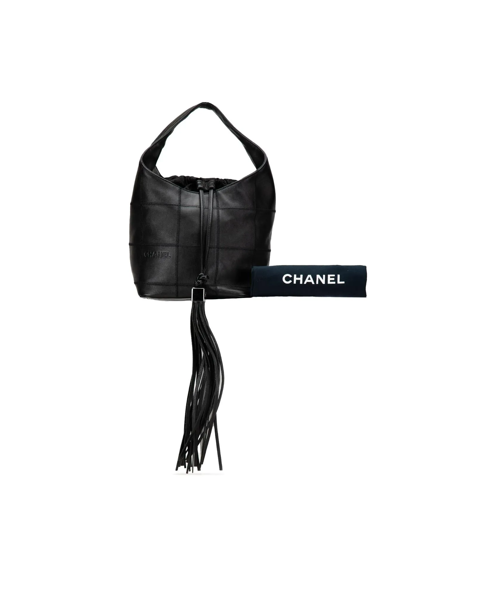 Calfskin Leather Bucket Bag with Drawstring Closure