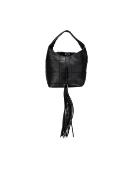 Calfskin Leather Bucket Bag with Drawstring Closure