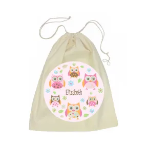 Calico Drawstring Bag - Owl