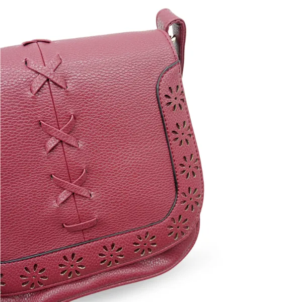 CAMELA - Red Vegan Leather Saddle Shoulder Bag