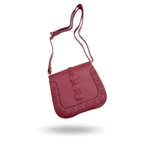 CAMELA - Red Vegan Leather Saddle Shoulder Bag