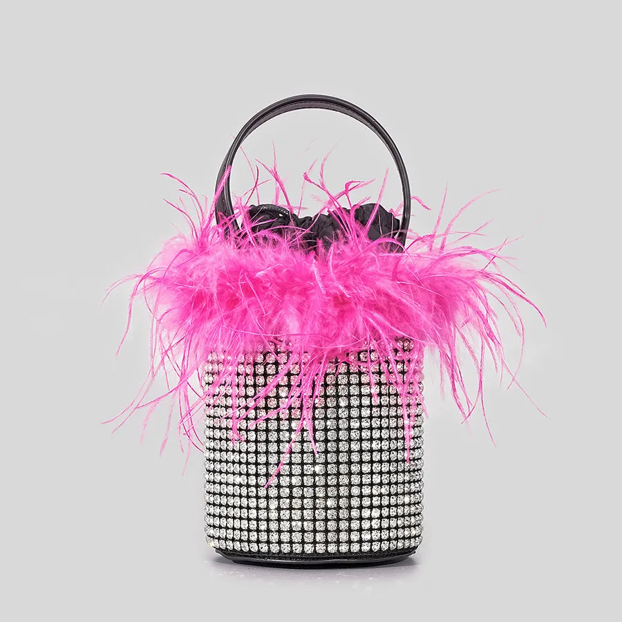 Celeste Feather Diamond Bucket Tote