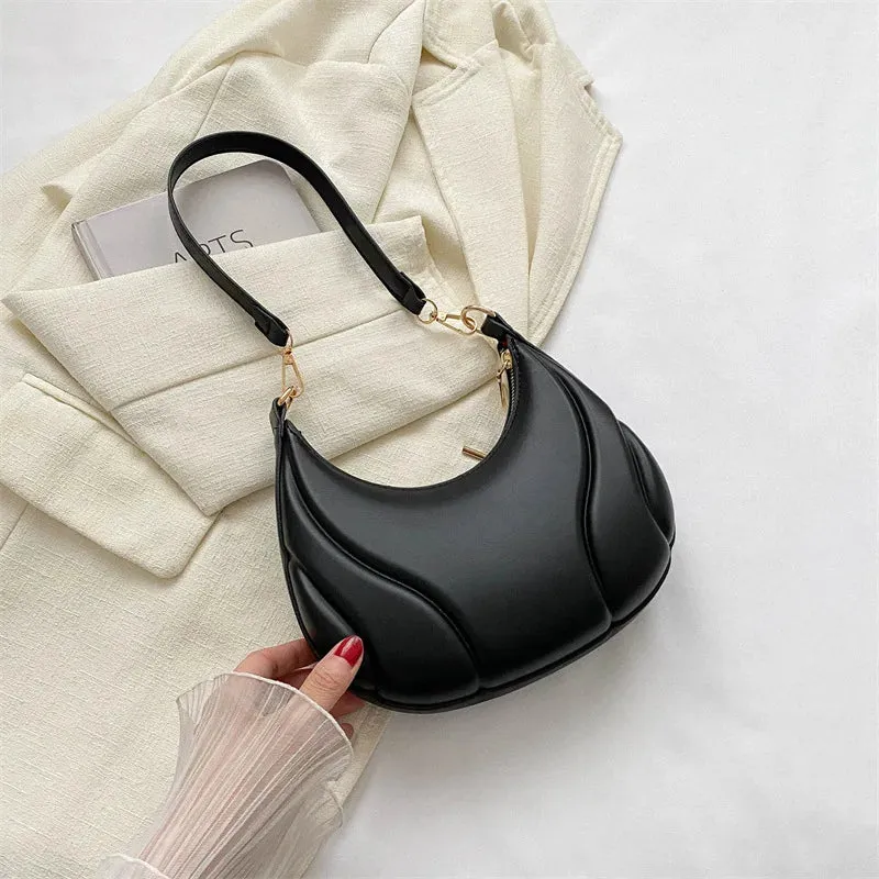 Chic Crescent PU Leather Shoulder Bag – Retro Saddle Handbag for Women, Minimalist Underarm Tote