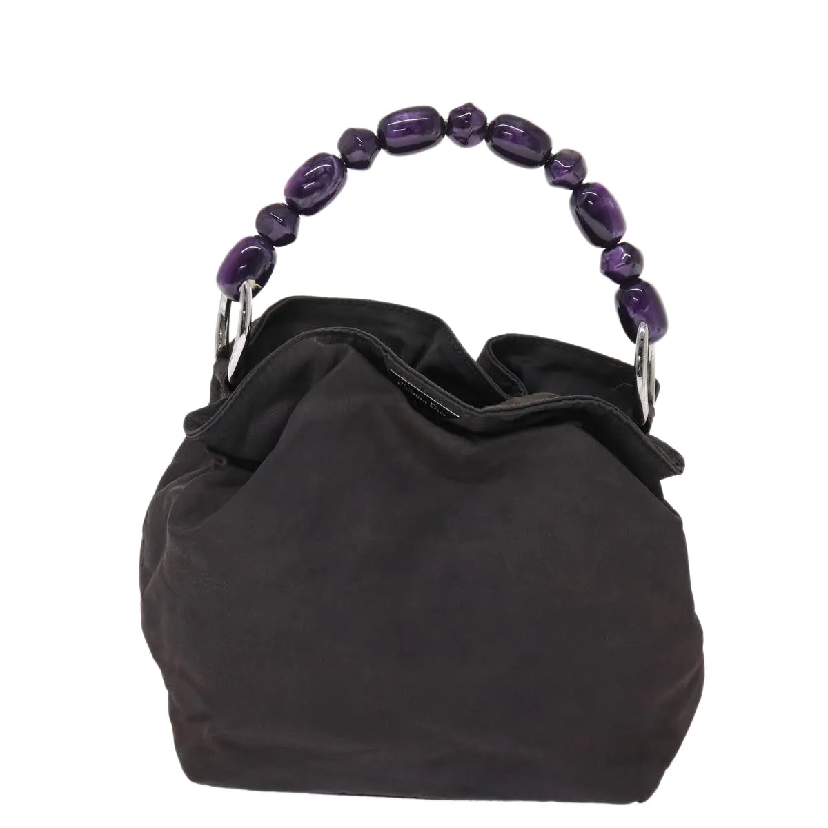 CHRISTIAN DIOR Maris Pearl Hand Bag Nylon Purple  yb286