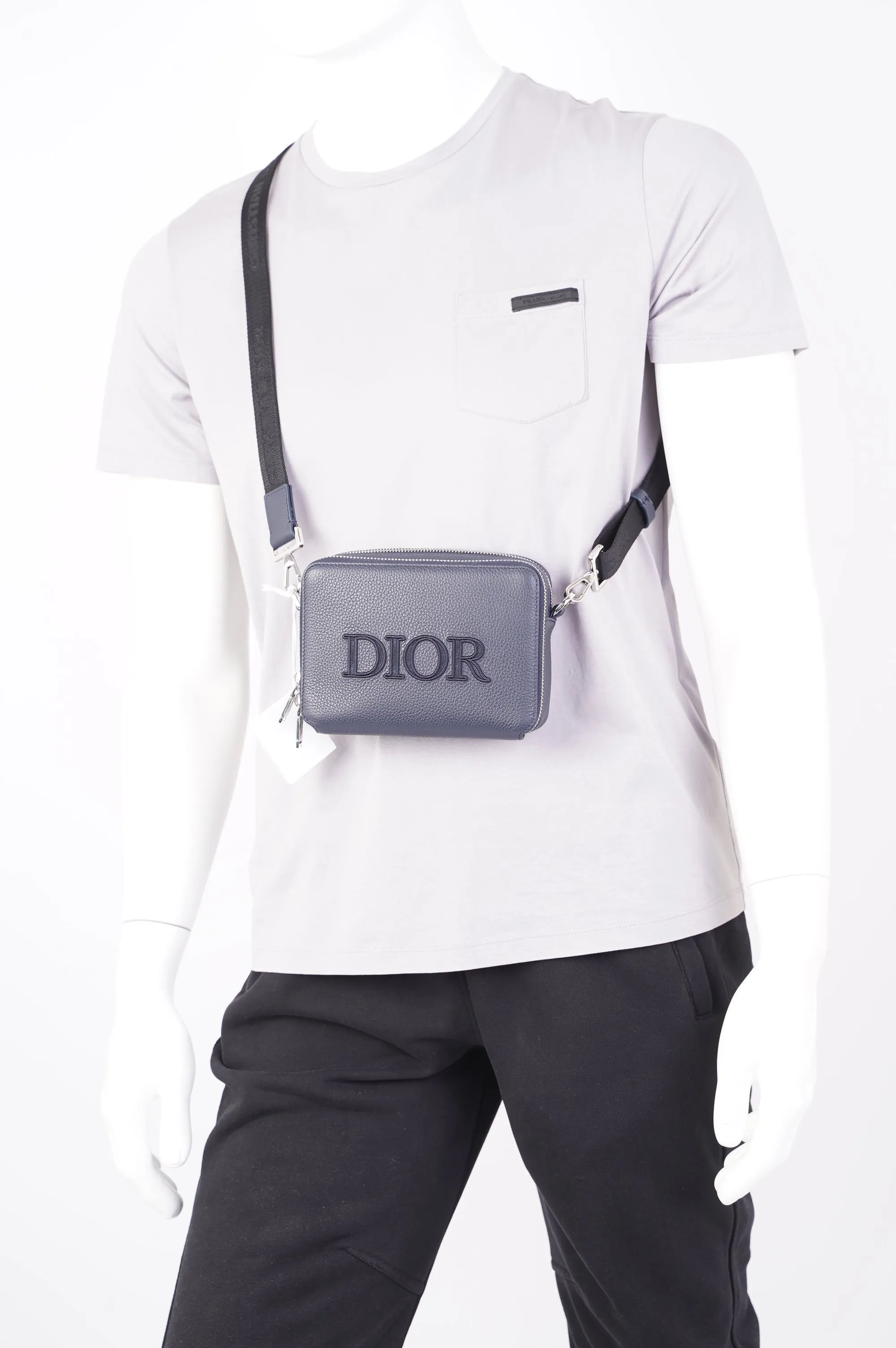 Christian Dior Messenger Pouch Navy Leather