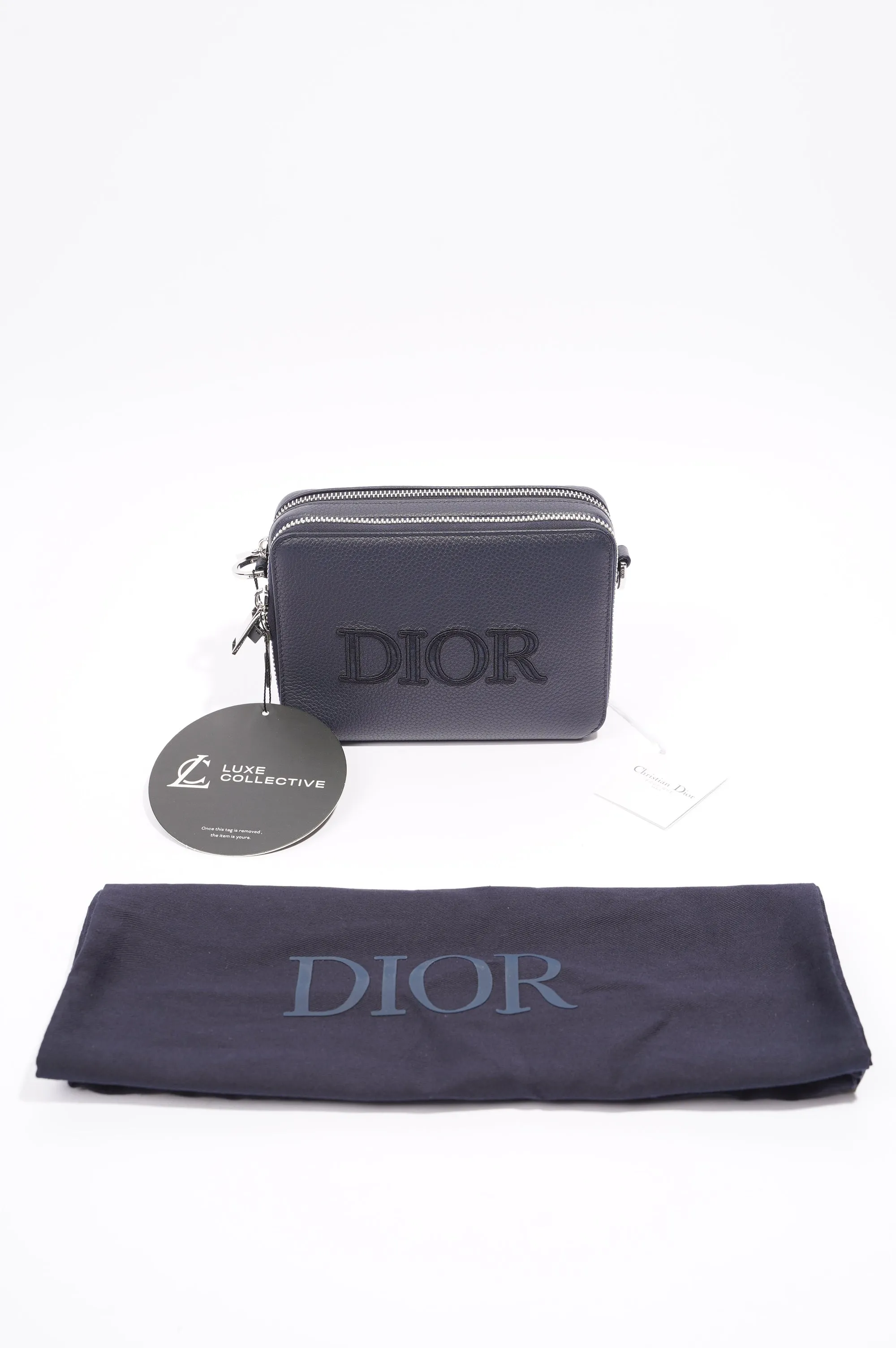 Christian Dior Messenger Pouch Navy Leather