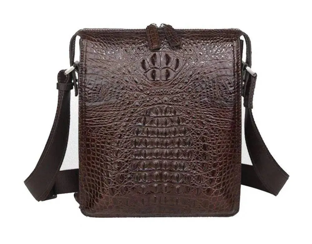 Crocodile Skin Leather Mens Messenger Bags