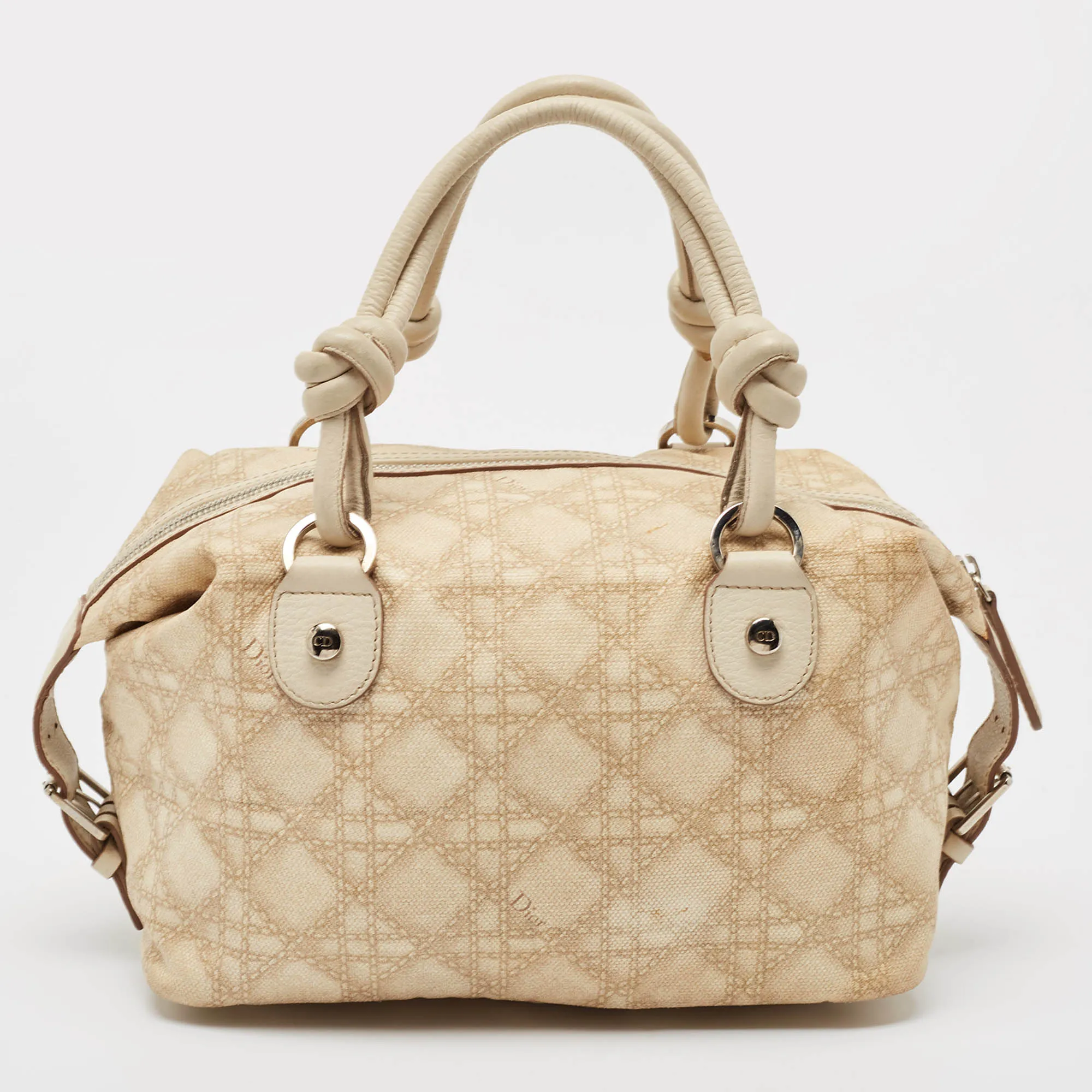 DIOR Beige/White Oblique Coated Canvas and Leather Cherie Satchel