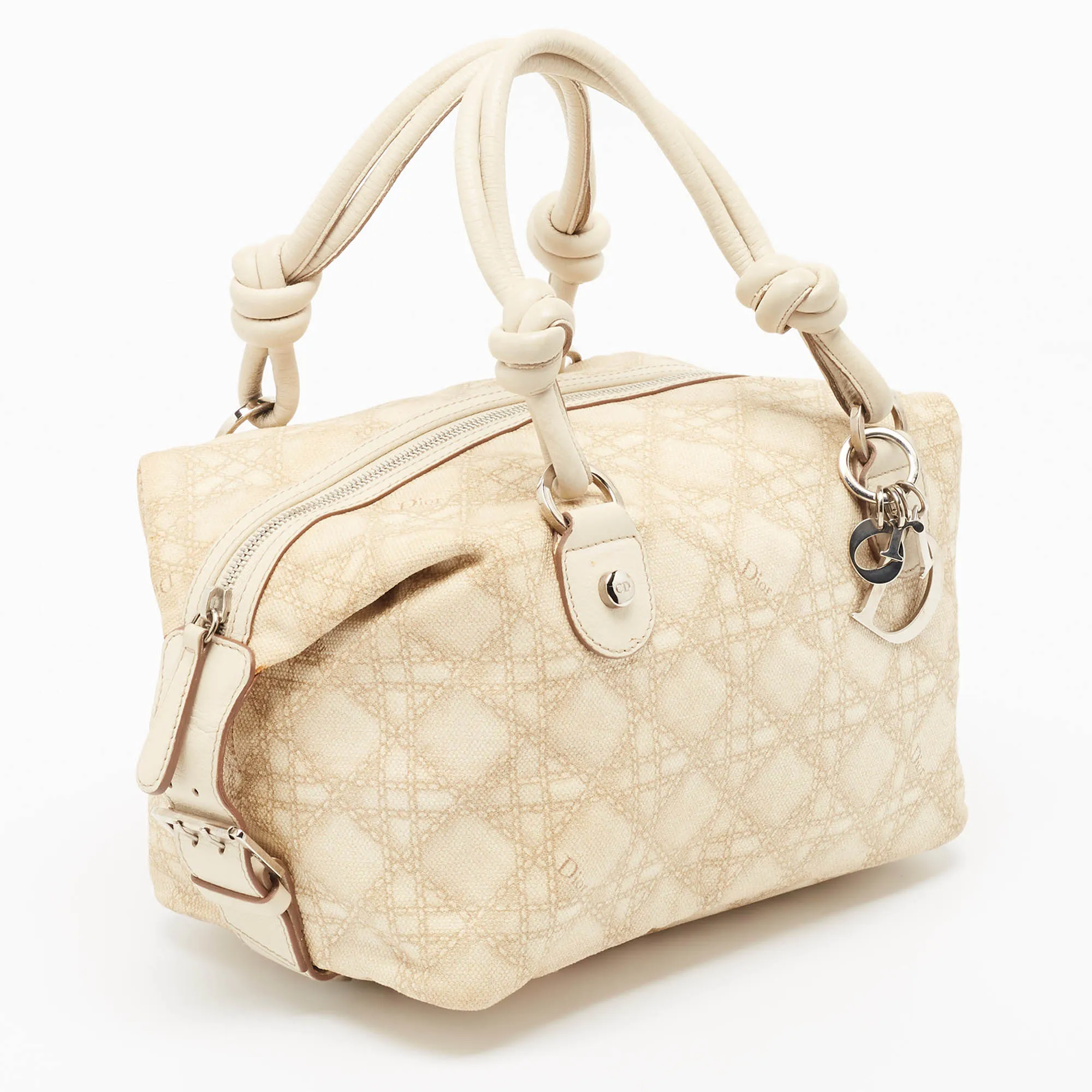 DIOR Beige/White Oblique Coated Canvas and Leather Cherie Satchel