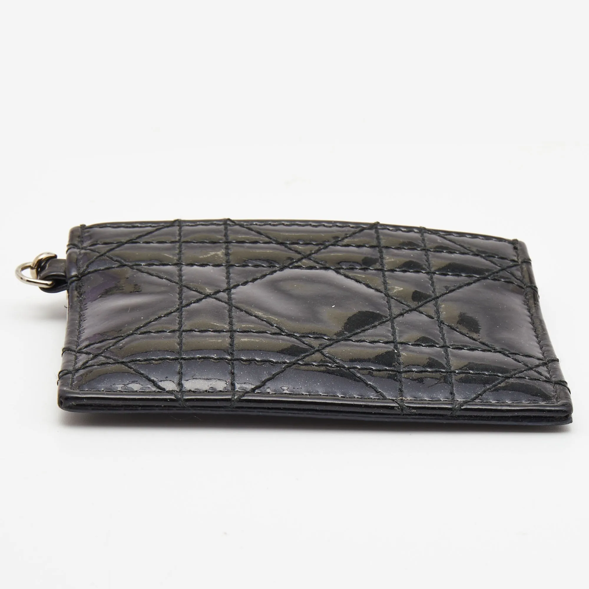 DIOR Black Cannage Patent Leather Lady  Card Holder