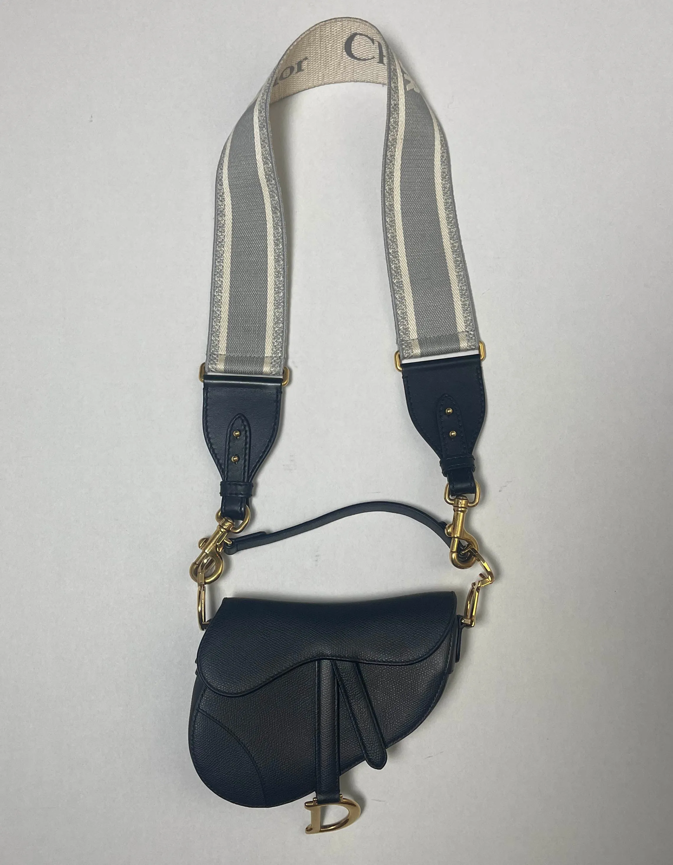 Dior Grey Canvas CHRISTIAN DIOR Embroidered Bag Strap