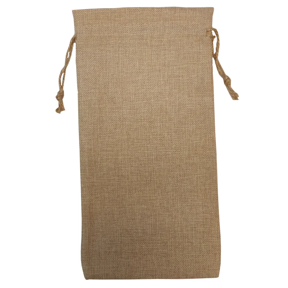 FULL CARTON - 100 x BURLAP WINE BOTTLE BAGS - 17cm x 34cm