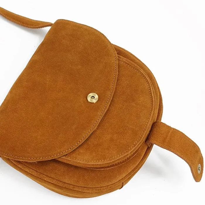 Genuine Leather Suede Pouch Saddle Bag