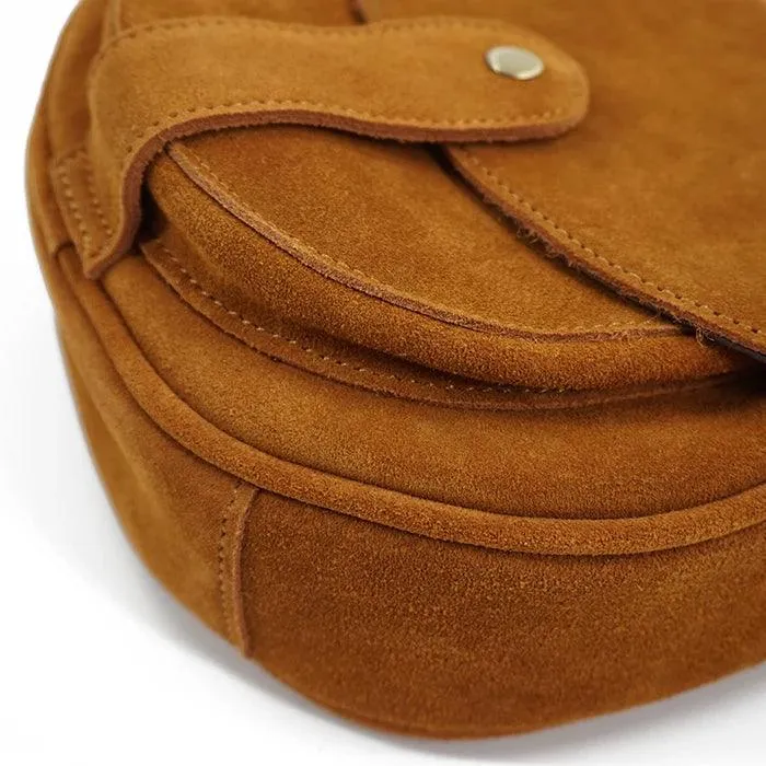 Genuine Leather Suede Pouch Saddle Bag