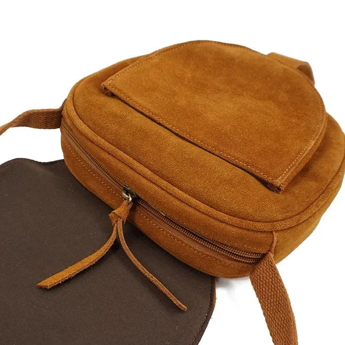 Genuine Leather Suede Pouch Saddle Bag