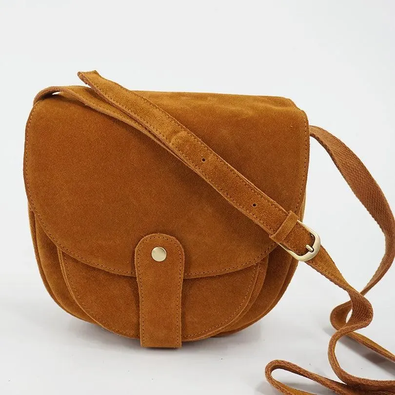 Genuine Leather Suede Pouch Saddle Bag